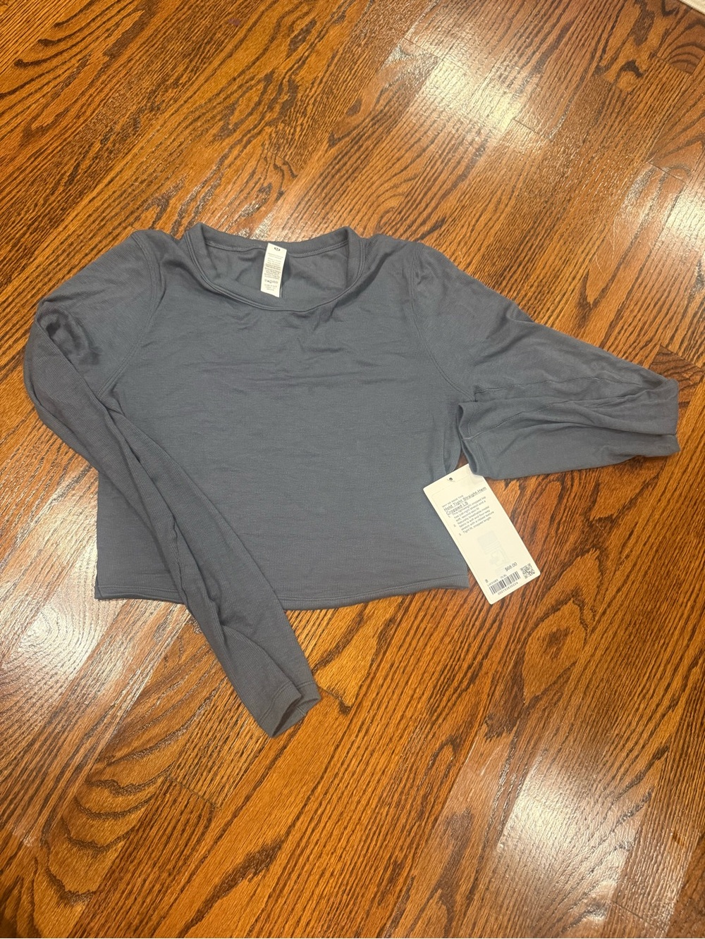 Women's Hold Tight Long-Sleeve Cropped Ribbed Top in Slate Blue - Lululemon